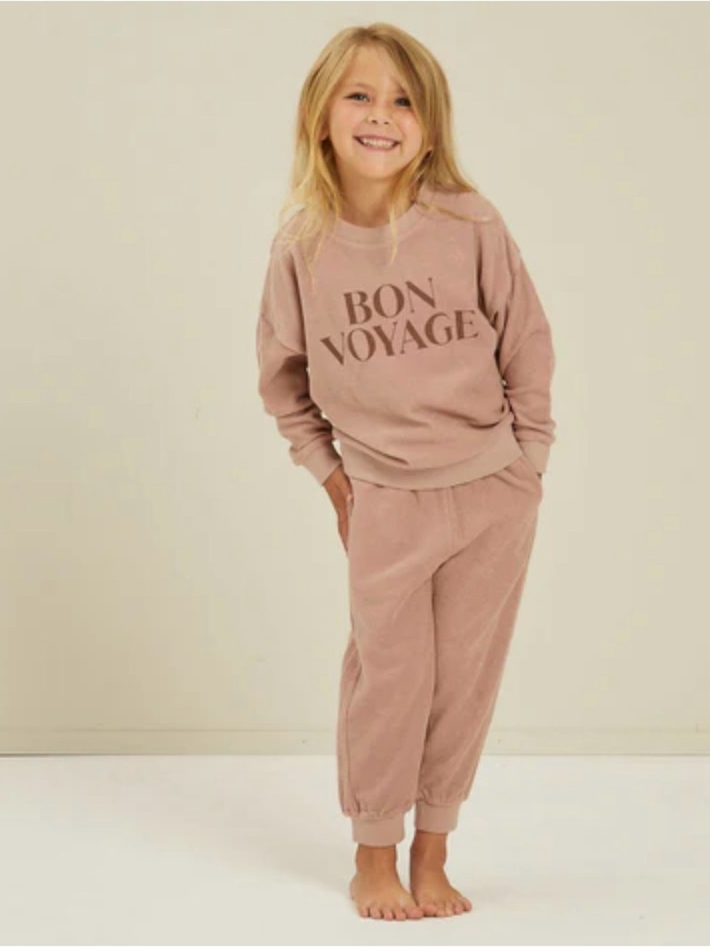 Rylee + Cru Bon Voyage Pink Mauve Terry Sweatshirt Set - sz 2-3 Toddler Girls